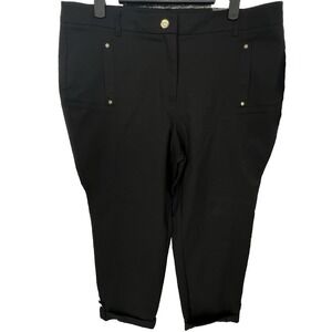 NEW Anne Klein Sport Cropped Pants Women's Petite 12P Black Gold